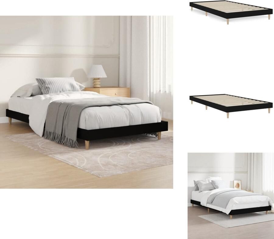 VidaXL Bedframe Bedframes Slaapkamermeubel Slaapmeubel Bedframe bewerkt hout zwart 90x200 cm - Foto 3