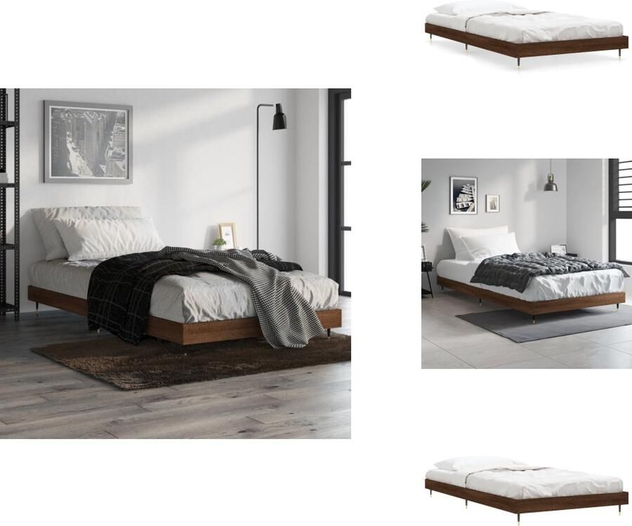 VidaXL Bedframe Bedframes Slaapkamermeubel Slaapmeubel Bedframe zonder matras bewerkt hout bruin eikenkleur 90x200 cm - Foto 3