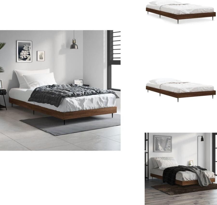 VidaXL Bedframe Bedframes Slaapkamermeubel Slaapmeubel Bedframe zonder matras bewerkt hout bruin eikenkleur 90x190 cm