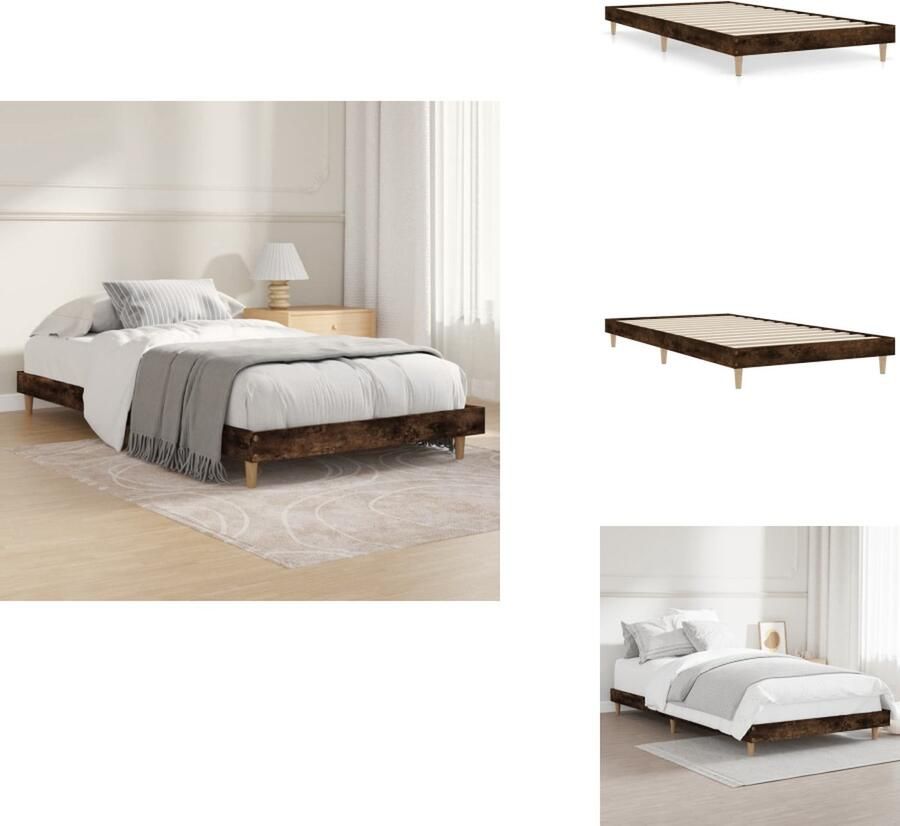 VidaXL Bedframe Bedframes Slaapkamermeubel Slaapmeubel Bedframe zonder matras hout gerookt eikenkleurig 100x200 cm - Foto 2