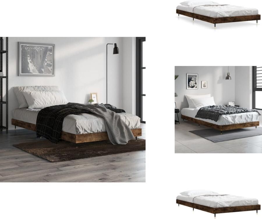 VidaXL Bedframe Bedframes Slaapkamermeubel Slaapmeubel Bedframe zonder matras hout gerookt eikenkleurig 100x200 cm - Foto 4