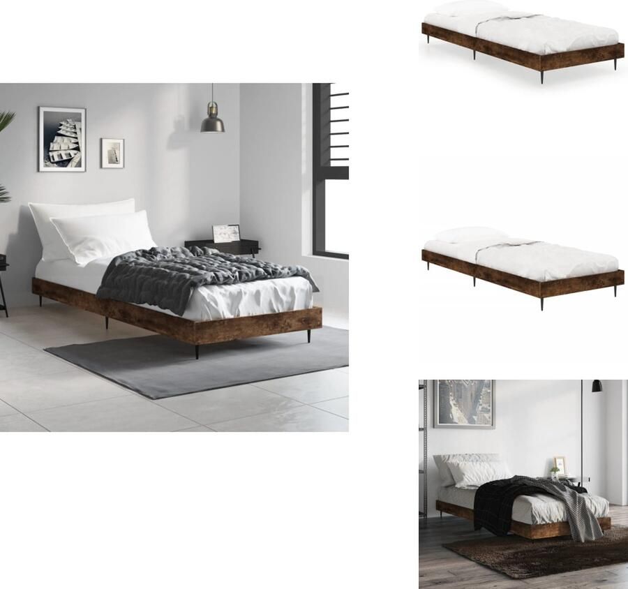 VidaXL Bedframe Bedframes Slaapkamermeubel Slaapmeubel Bedframe zonder matras hout gerookt eikenkleurig 75x190 cm