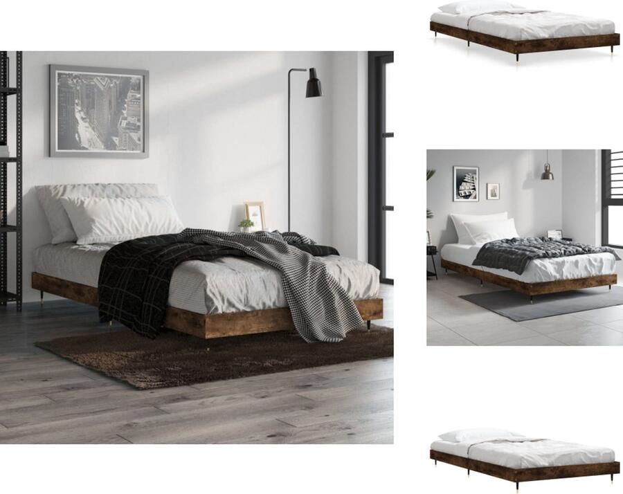 VidaXL Bedframe Bedframes Slaapkamermeubel Slaapmeubel Bedframe zonder matras hout gerookt eikenkleurig 90x190 cm - Foto 2