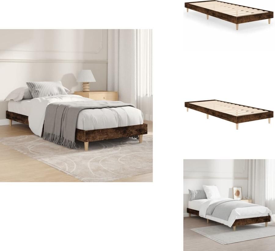 VidaXL Bedframe Bedframes Slaapkamermeubel Slaapmeubel Bedframe zonder matras hout gerookt eikenkleurig 75x190 cm