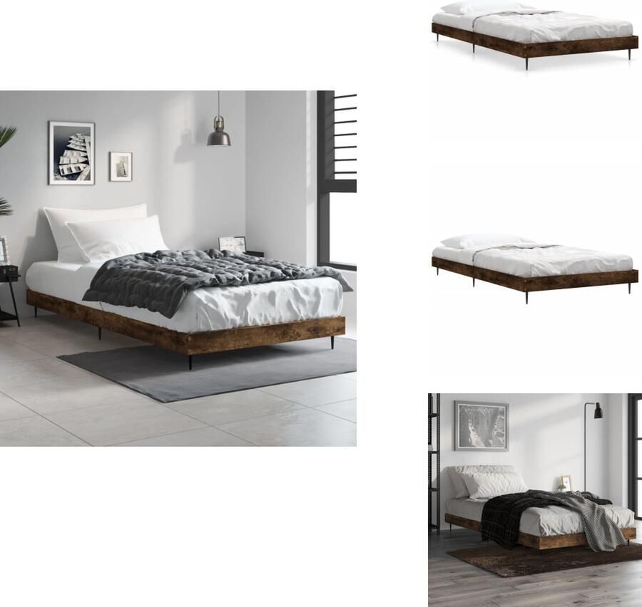 VidaXL Bedframe Bedframes Slaapkamermeubel Slaapmeubel Bedframe zonder matras hout gerookt eikenkleurig 90x190 cm