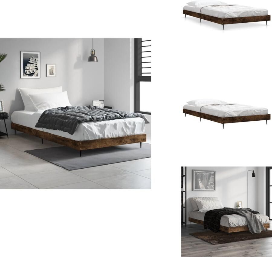 VidaXL Bedframe Bedframes Slaapkamermeubel Slaapmeubel Bedframe zonder matras hout gerookt eikenkleurig 100x200 cm