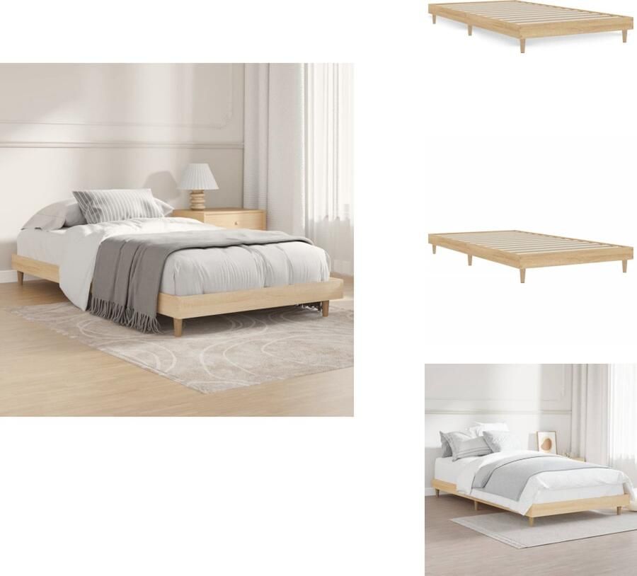 VidaXL Bedframe Bedframes Slaapkamermeubel Slaapmeubel Bedframe zonder matras hout sonoma eikenkleurig 100x200 cm - Foto 2