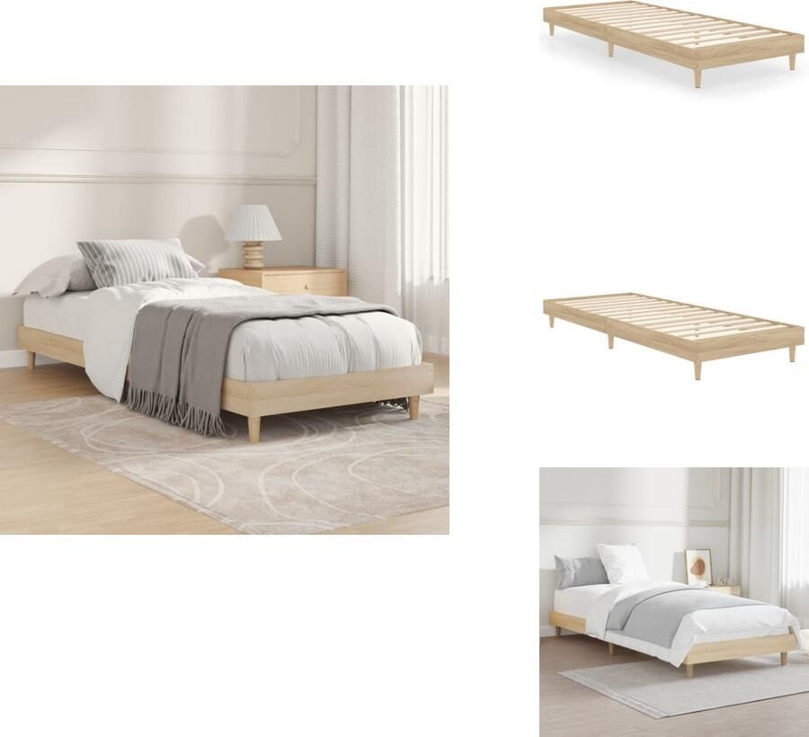 VidaXL Bedframe Bedframes Slaapkamermeubel Slaapmeubel Bedframe zonder matras hout sonoma eikenkleurig 75x190 cm