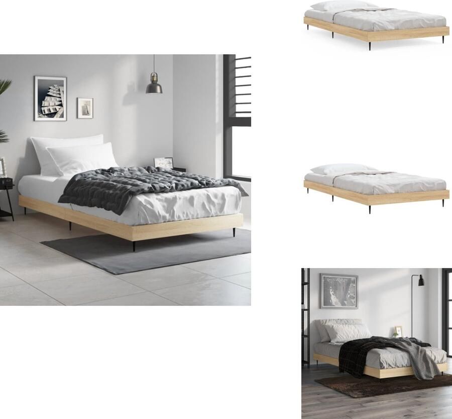 VidaXL Bedframe Bedframes Slaapkamermeubel Slaapmeubel Bedframe zonder matras hout sonoma eikenkleurig 90x200 cm