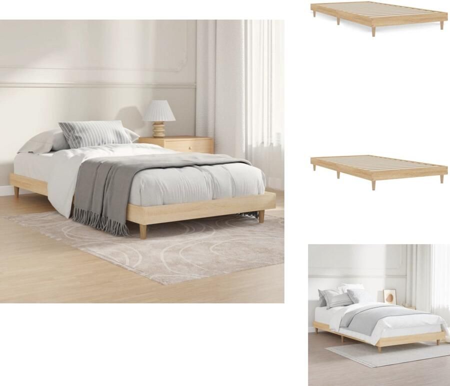 VidaXL Bedframe Bedframes Slaapkamermeubel Slaapmeubel Bedframe zonder matras hout sonoma eikenkleurig 90x200 cm - Foto 4