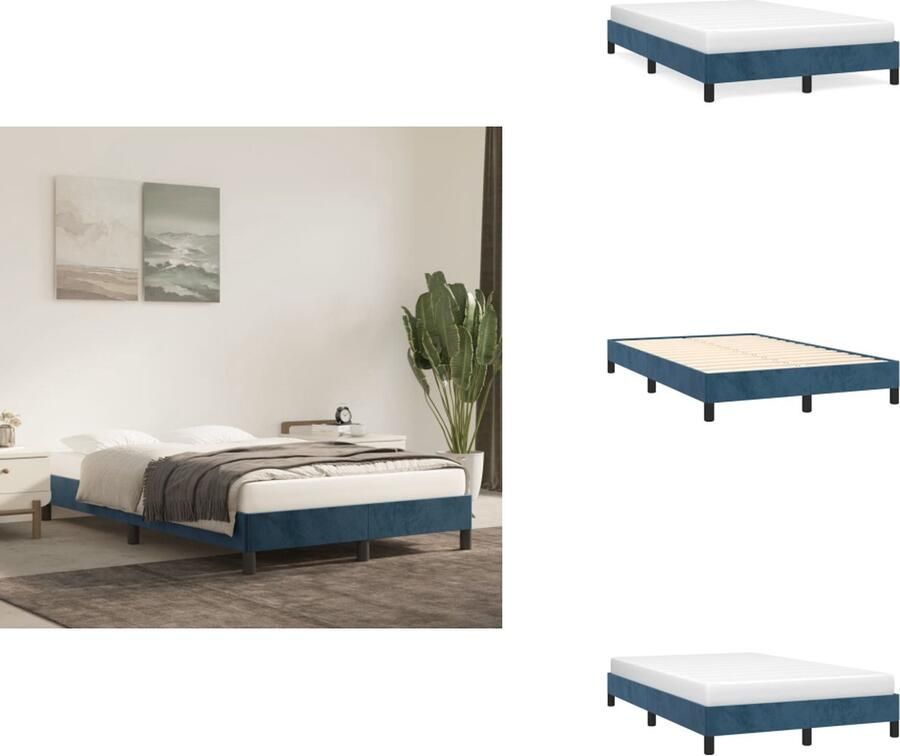 VidaXL Bedframe Bedframes Slaapmeubel Bedbodem Bedframe zonder matras 120x200 cm fluweel donkerblauw