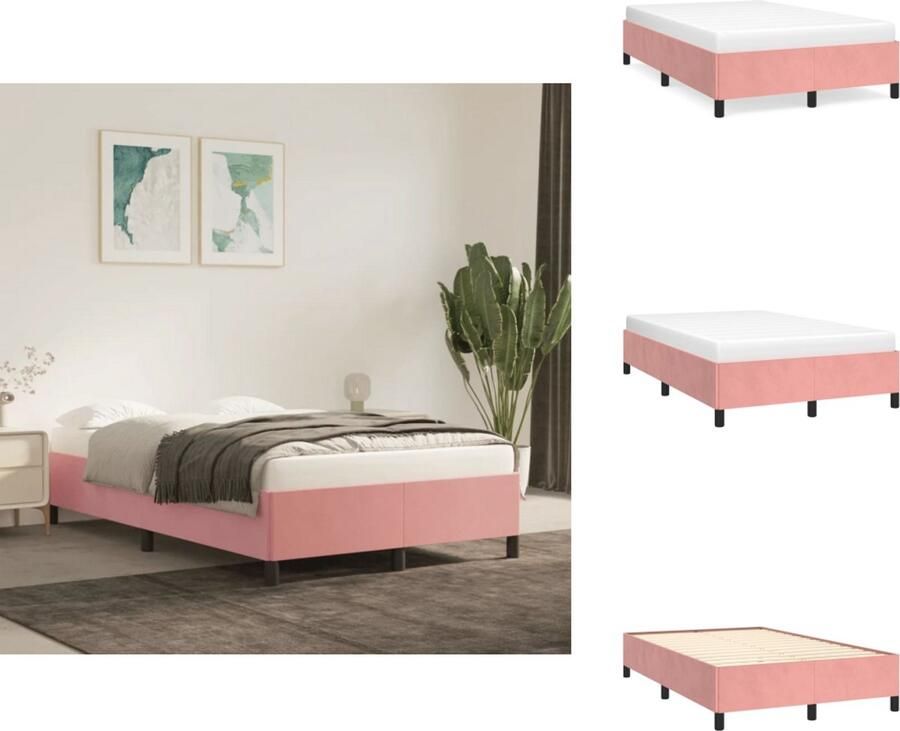 VidaXL Bedframe Bedframes Slaapmeubel Bedbodem Bedframe fluweel roze 120x200 cm