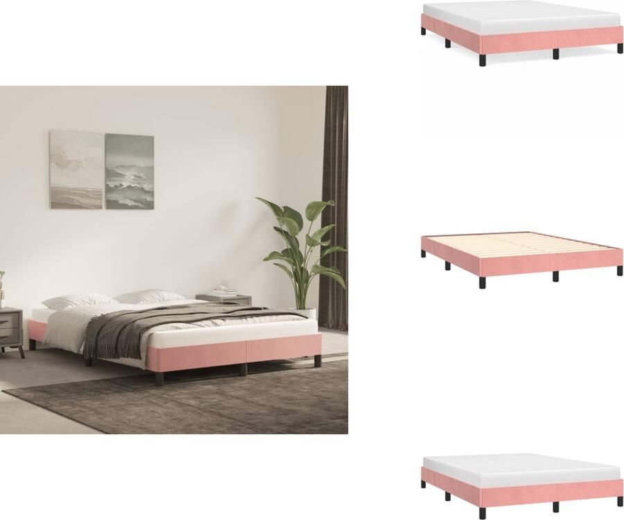VidaXL Bedframe Bedframes Slaapmeubel Bedbodem Bedframe fluweel roze 140x190 cm