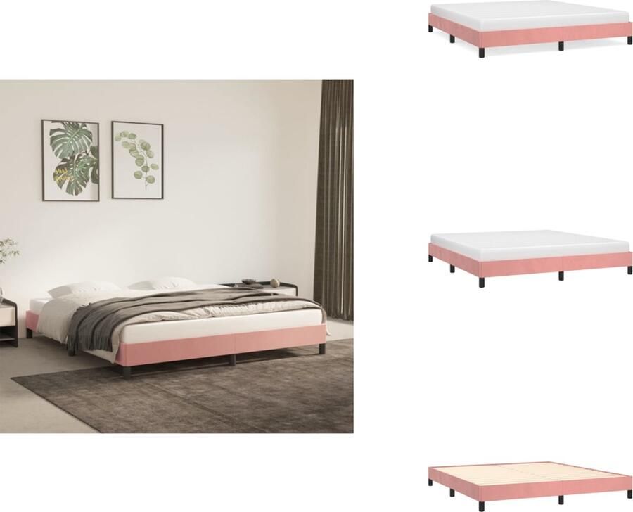 VidaXL Bedframe Bedframes Slaapmeubel Bedbodem Bedframe fluweel roze 160x200 cm