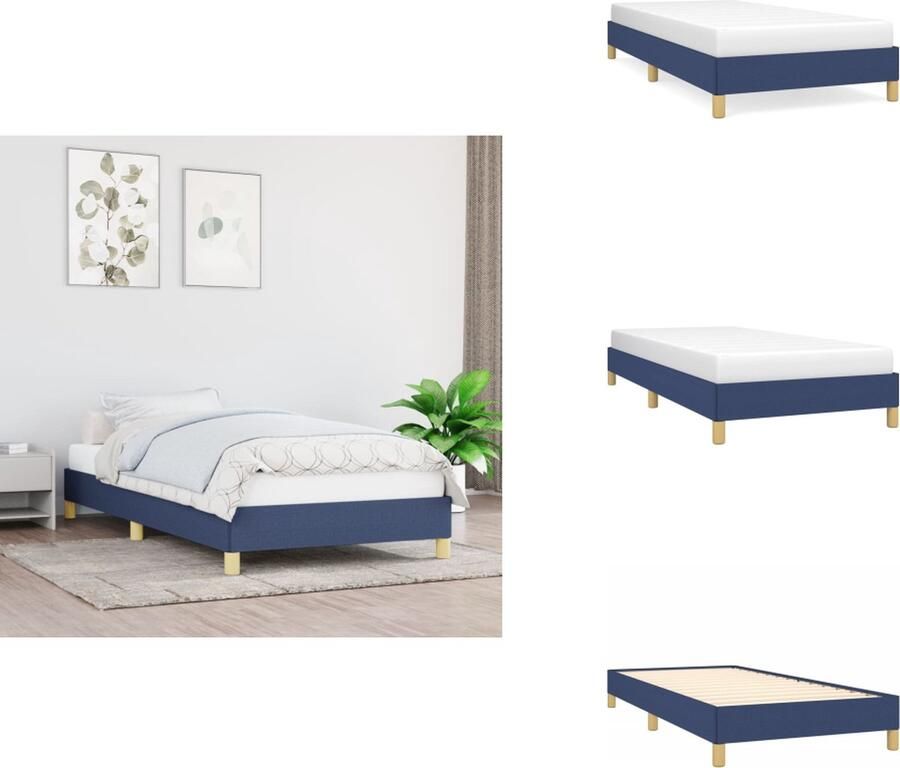 VidaXL Bedframe Duurzaam Type- Bedframe Afmetingen- 203 x 83 x 25 cm Kleur- Blauw Materiaal- Stof multiplex bewerkt hout Bed - Foto 2