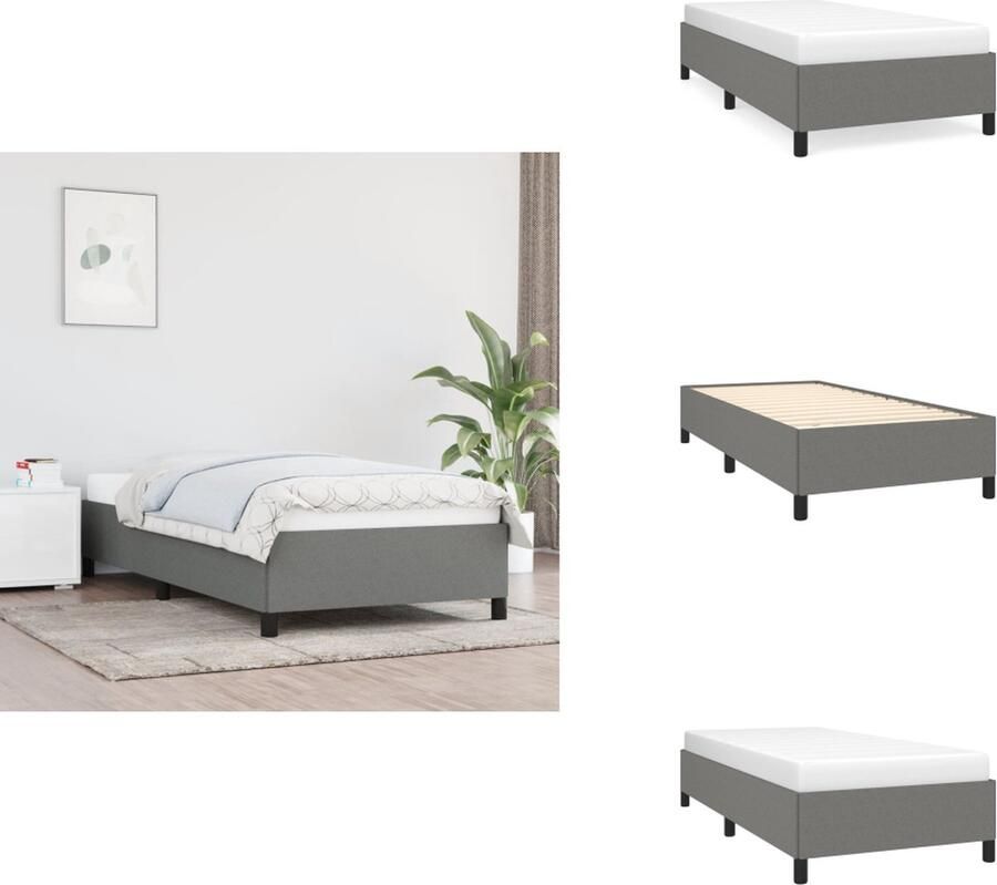 VidaXL Bedframe Donkergrijs 203x103x35 cm Ademend en duurzaam Stevige poten Multiplex lattenbodem Bed
