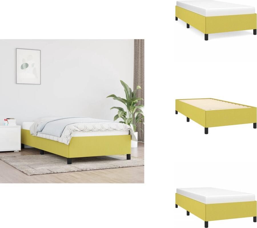 VidaXL Bedframe Groen 203 x 83 x 35 cm Duurzaam Ondersteunende poten Multiplex lattenbodem Bed