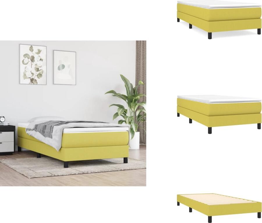 VidaXL Bedframe Bedframes Slaapmeubel Bedbodem Bedframe stof groen 80x200 cm - Foto 3