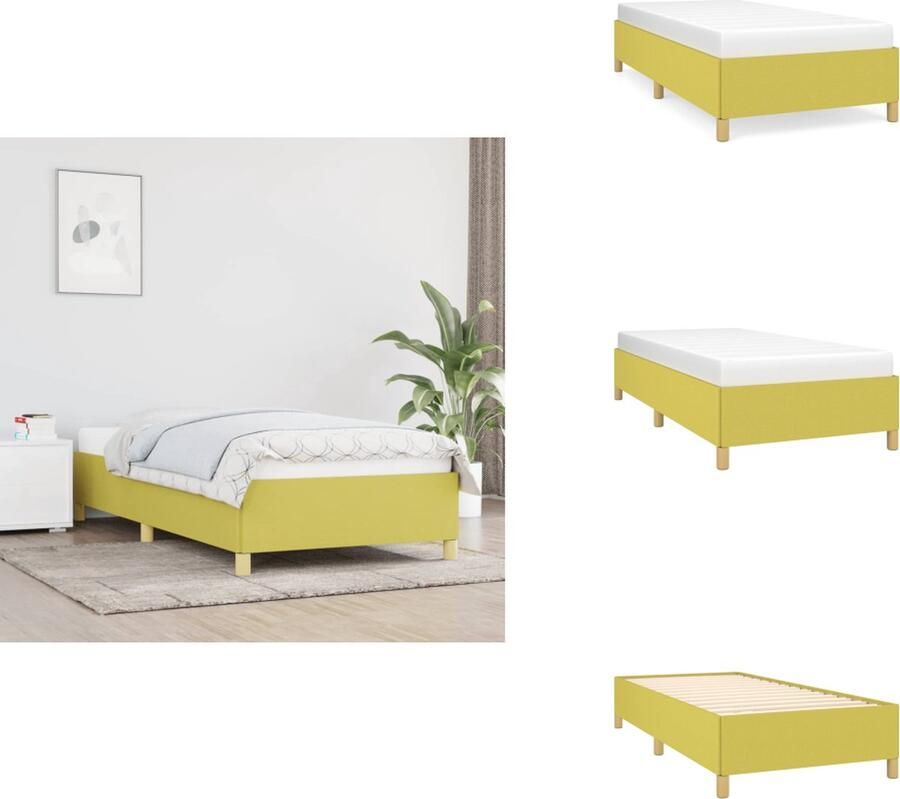 VidaXL Bedframe Groen Multiplex Lattenbodem 203 x 93 x 35 cm (L x B x H) Geschikte matras- 90 x 200 cm Bed