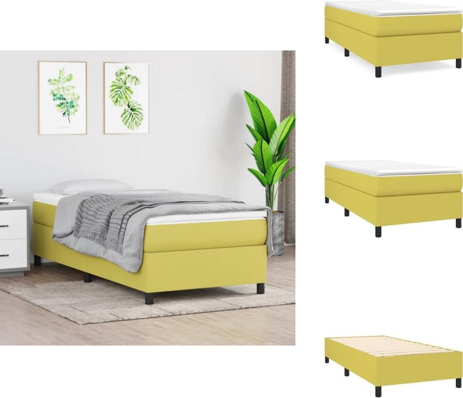 VidaXL Bedframe Bedframes Slaapmeubel Bedbodem Bedframe stof groen 90x200 cm