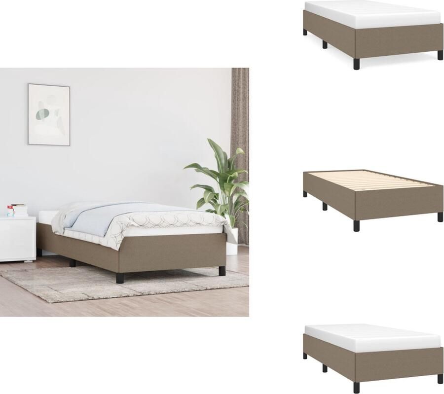 VidaXL Bedframe Afmetingen- 203 x 83 x 35 cm Kleur- Taupe Materiaal- Stof (100% polyester) Multiplex en bewerkt hout Inclusief montagehandleiding Bed