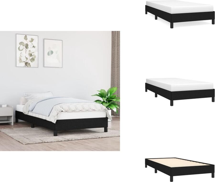 VidaXL Bedframe Duurzaam Bedframe Afmetingen- 203 x 93 x 25 cm Kleur- Zwart Materiaal- Stof en Multiplex Geschikte matras- 90 x 200 cm Bed - Foto 2