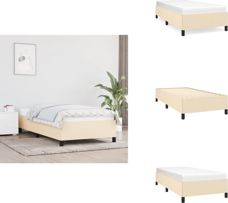 VidaXL Bedframe Bedframes Slaapmeubel Bedbodem Bedframe zonder matras 100x200 cm stof crèmekleurig