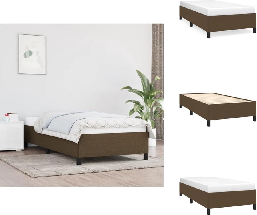 VidaXL Bedframe Bedframes Slaapmeubel Bedbodem Bedframe zonder matras 100x200 cm stof donkerbruin