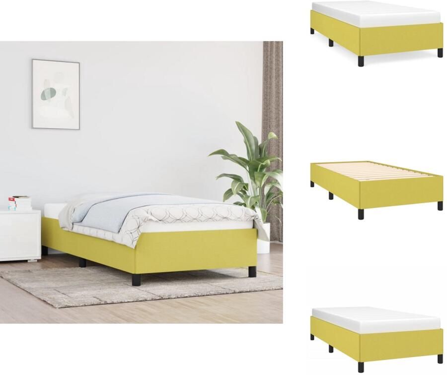 VidaXL Bedframe Bedframes Slaapmeubel Bedbodem Bedframe zonder matras 100x200 cm stof groen