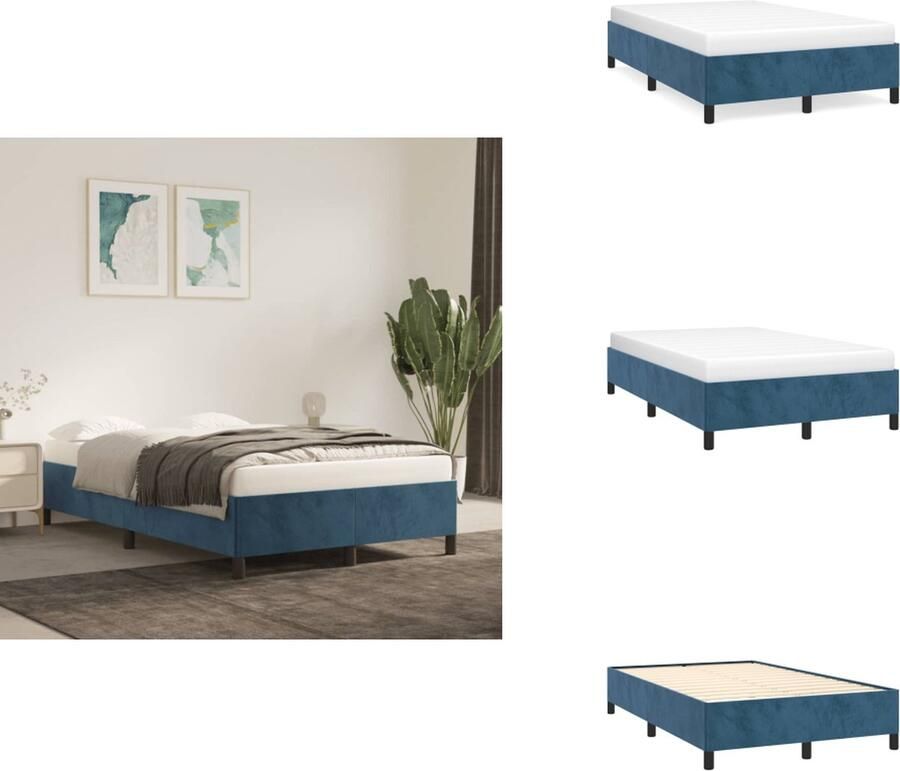VidaXL Bedframe Bedframes Slaapmeubel Bedbodem Bedframe zonder matras 120x200 cm fluweel donkerblauw