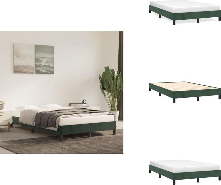 VidaXL Boxspringframe Fluweel Ondersteunende poten Multiplex lattenbodem Donkergroen 203 x 120 x 35 cm 120 x 200 cm (B x L) Bed - Foto 2