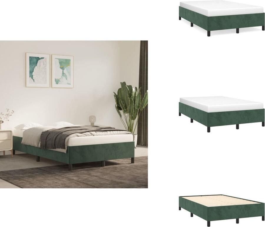 VidaXL Bedframe Bedframes Slaapmeubel Bedbodem Bedframe zonder matras 120x200 cm fluweel donkergroen