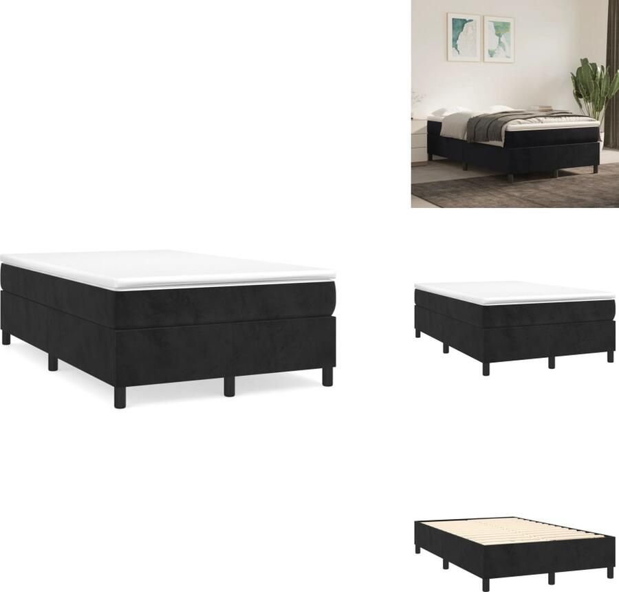 VidaXL Boxspringframe Zacht fluweel Ondersteunende poten Multiplex lattenbodem Zwart 203x120x25cm Bed