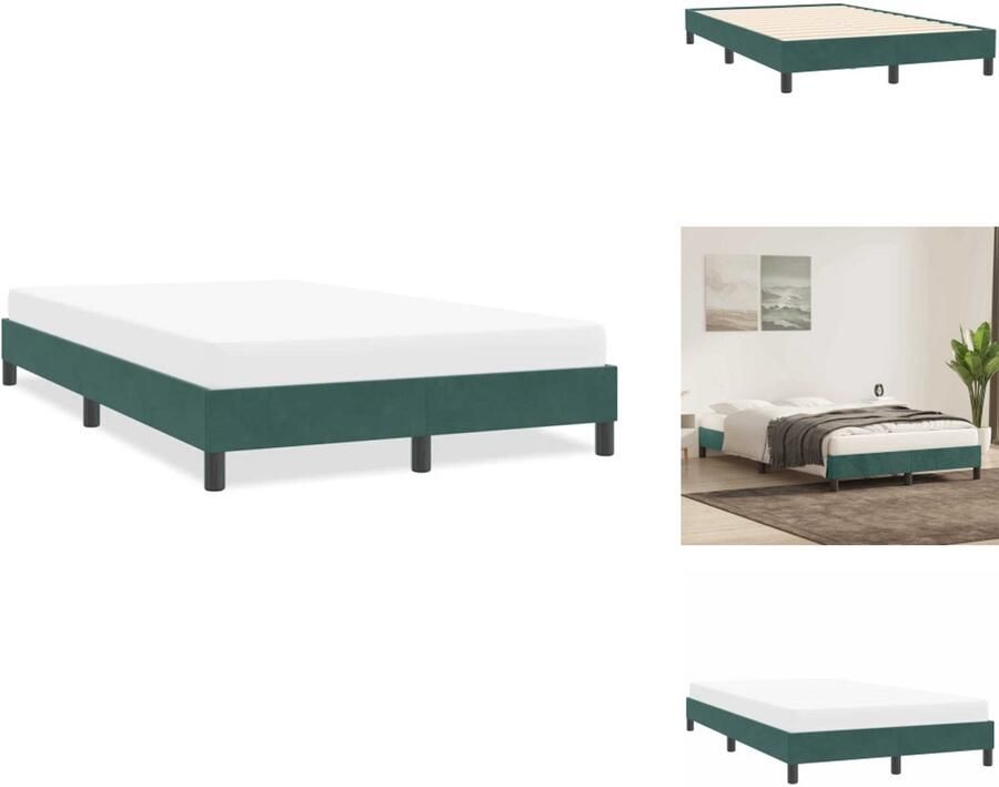 VidaXL Bedframe Bedframes Slaapmeubel Bedbodem Bedframe zonder matras 120x210 cm fluweel donkergroen
