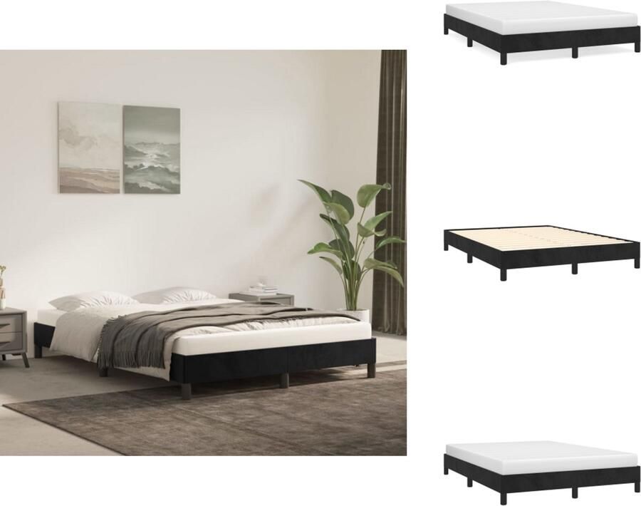 VidaXL Bedframe Bedframes Slaapmeubel Bedbodem Bedframe zonder matras 140x190 cm fluweel zwart