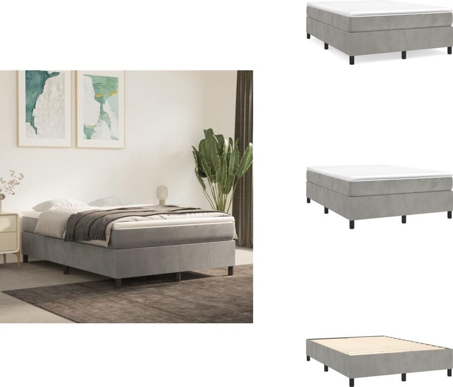 VidaXL Bedframe Bedframes Slaapmeubel Bedbodem Bedframe zonder matras 140x200 cm fluweel lichtgrijs