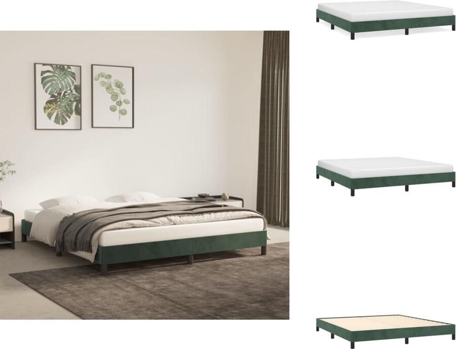 VidaXL Bedframe zonder matras 160x200 cm fluweel donkergroen - Foto 4