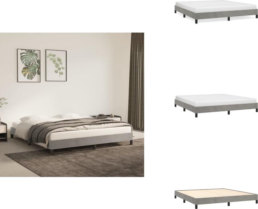 VidaXL Bedframe Bedframes Slaapmeubel Bedbodem Bedframe zonder matras 160x200 cm fluweel lichtgrijs