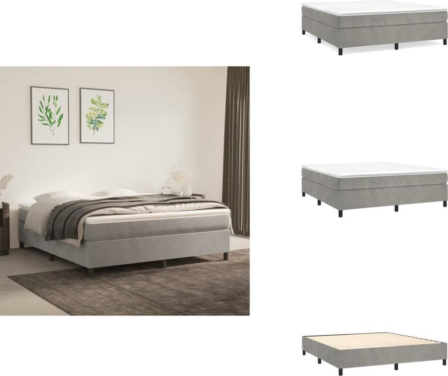 VidaXL Bedframe Bedframes Slaapmeubel Bedbodem Bedframe zonder matras 160x200 cm fluweel lichtgrijs