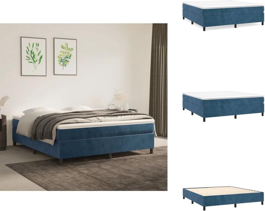 VidaXL Bedframe zonder matras 180x200 cm fluweel donkerblauw - Foto 5