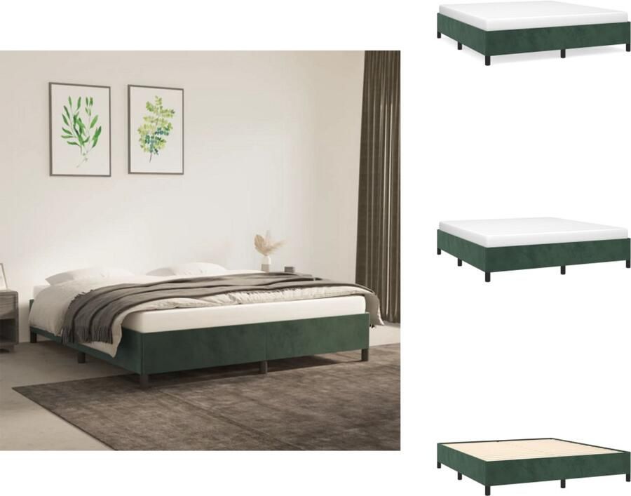 VidaXL Bedframe zonder matras 180x200 cm fluweel donkergroen - Foto 2