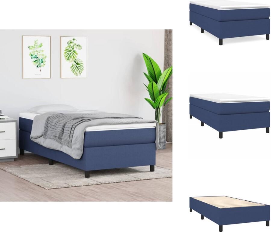 VidaXL Bedframe zonder matras 80x200 cm stof blauw - Foto 2