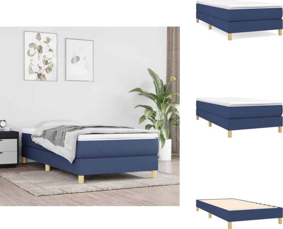 VidaXL Bedframe zonder matras 80x200 cm stof blauw - Foto 4
