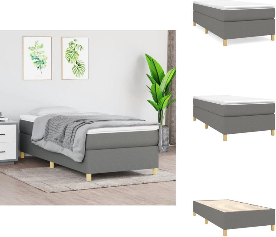 VidaXL Bedframe zonder matras 80x200 cm stof donkergrijs - Foto 4