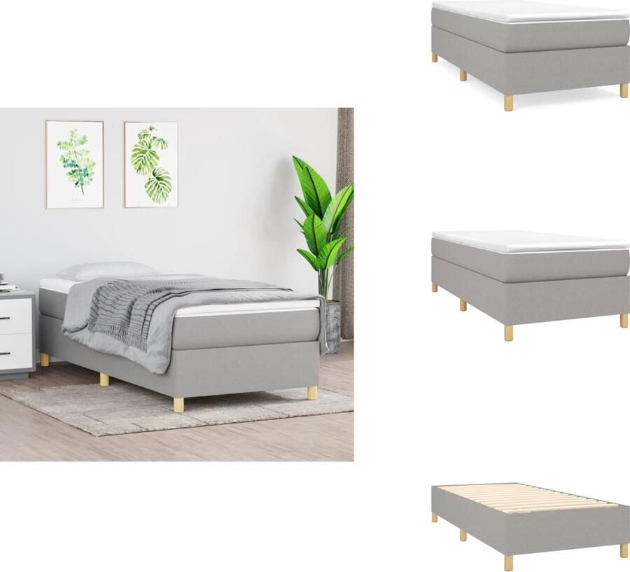 VidaXL Bedframe Duurzaam type- Lichtgrijze stoffen afmeting- 203 x 83 x 25 cm geschikt voor 80 x 200 cm matras Bed
