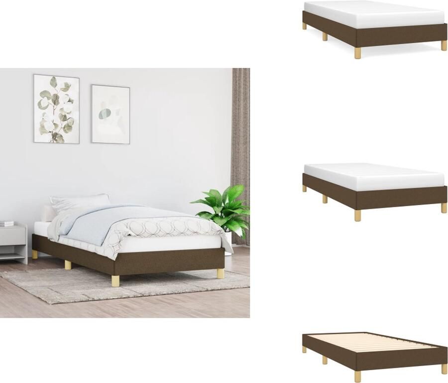 VidaXL Bedframe Dark Brown 193x93x25cm Breathable and Durable Material Sturdy Support Legs Plywood Slats Mattress Not Included Bed