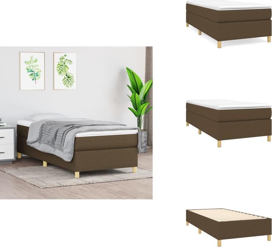 VidaXL Boxspringframe donkerbruin 193x90x35 cm ademend en duurzaam stabiele poten multiplex lattenbodem (matras niet inbegrepen) Bed