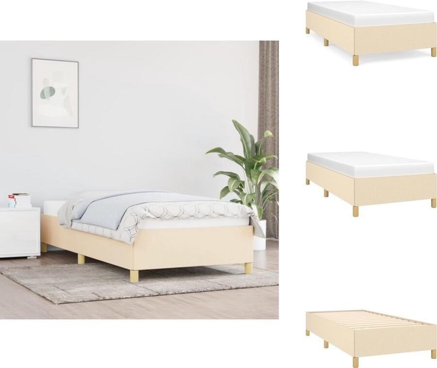 VidaXL Bedframe Duurzaam Bedframe Afmeting- 203 x 103 x 35 cm Kleur- Crème Materiaal- Stof multiplex Bed - Foto 2