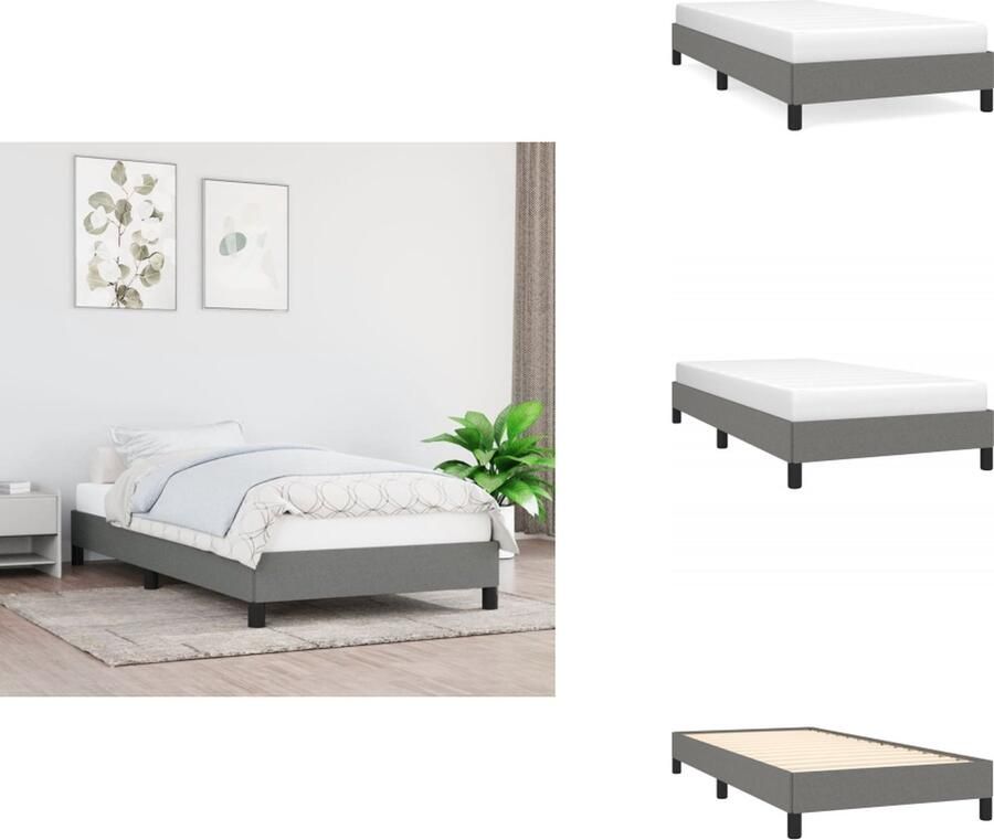 VidaXL Bedframe Bedframes Slaapmeubel Bedbodem Bedframe zonder matras 90x200 cm stof donkergrijs