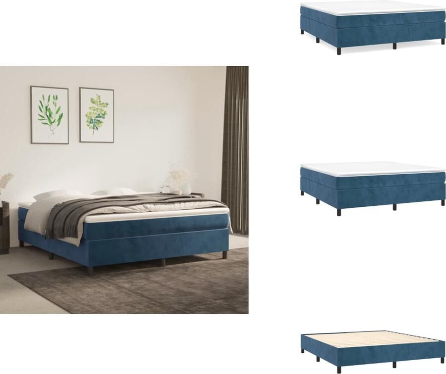 VidaXL Bedframe Bedframes Slaapmeubel Bedbodem Bedframe zonder matras 160x200 cm fluweel donkerblauw
